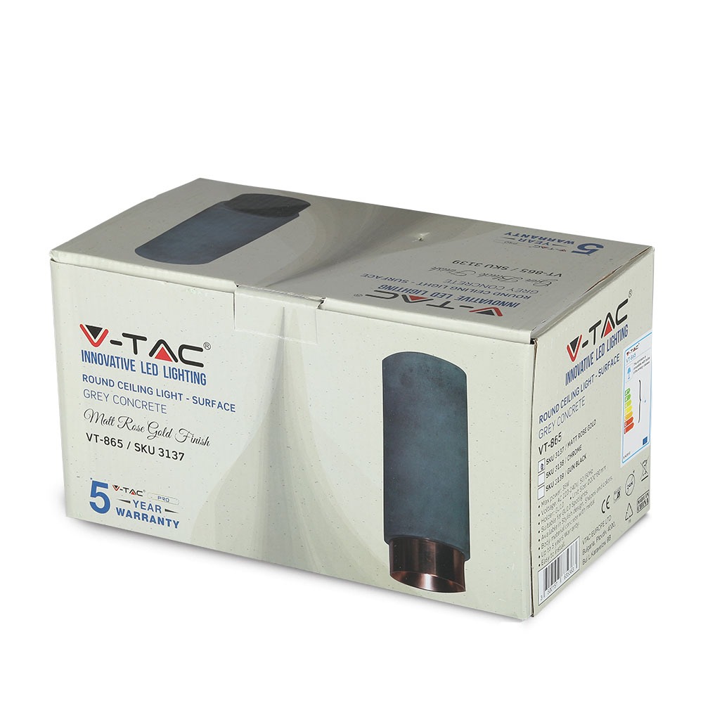 GU10 Fitting Gesso Metal Grey Concrete Matt Rose Gold Bottom