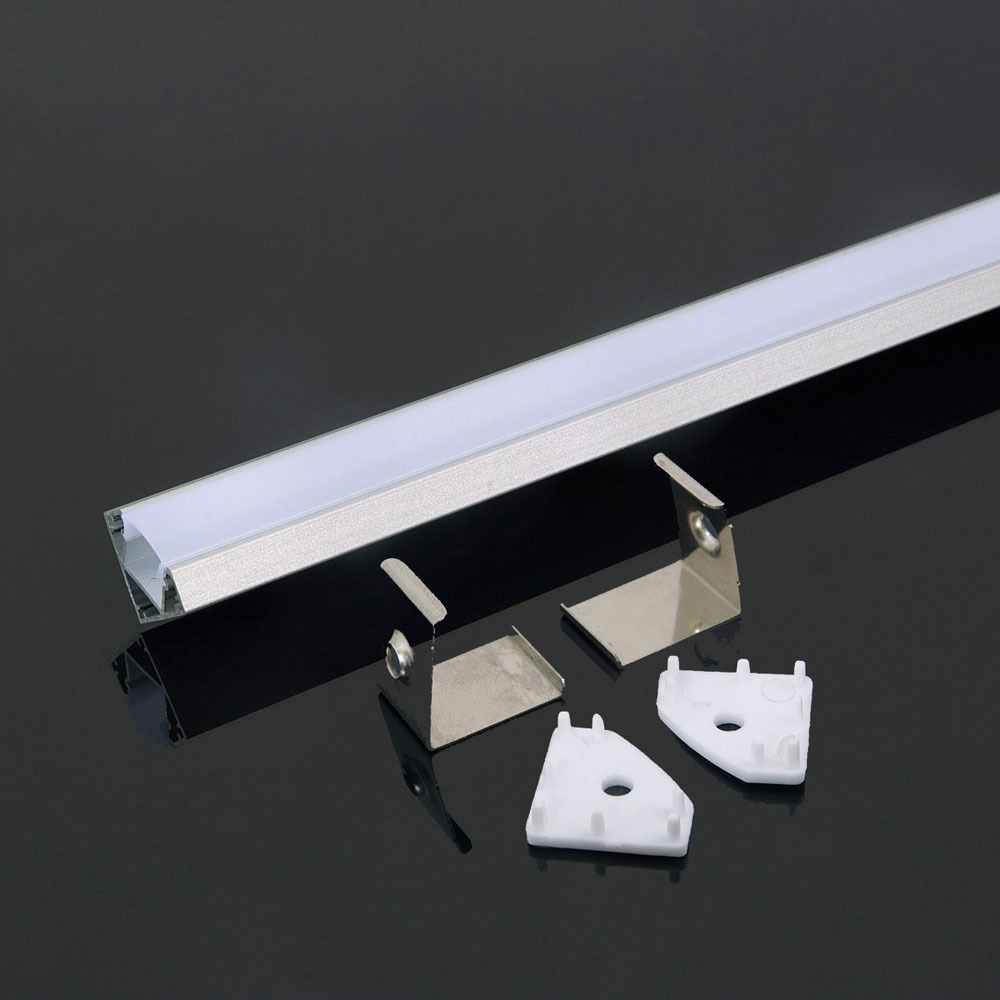 Kit di montaggio per strisce LED in alluminio con diffusore Opaco 2000 x 19 x 19 mm