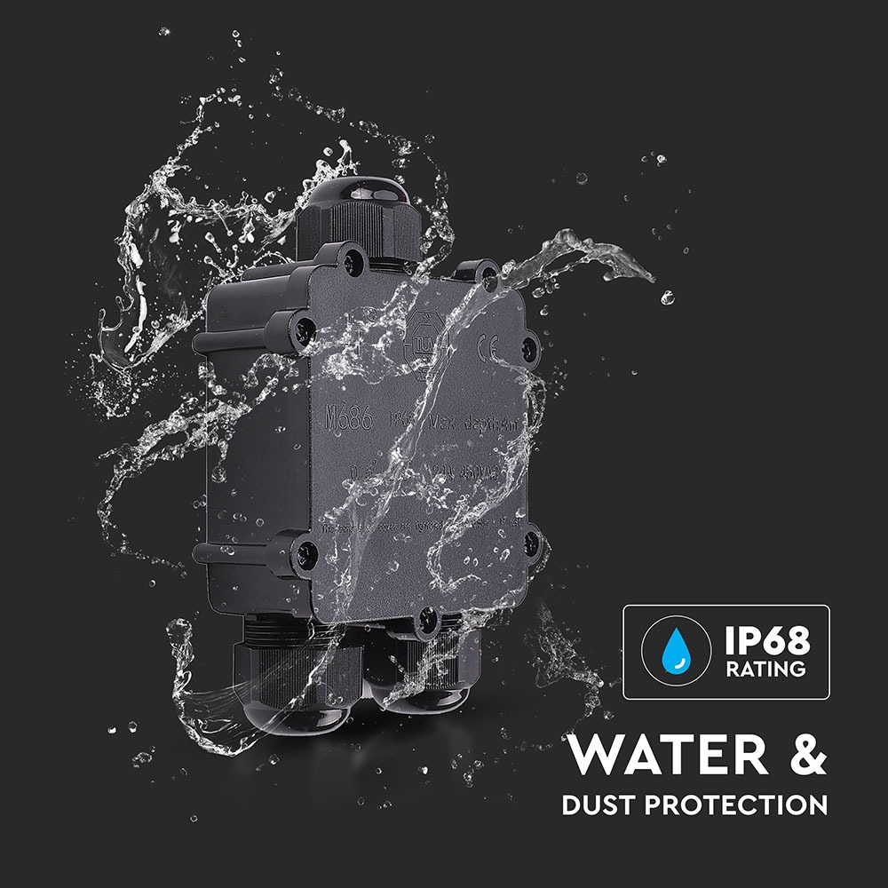 Impermeabile Nera Scatola di Derivazione con Terminali 8-12mm IP68