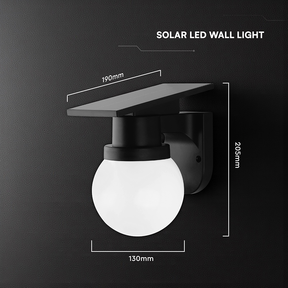 0.9W LED Solar Wall Light 3IN1 Black Body IP54 With Remote Control