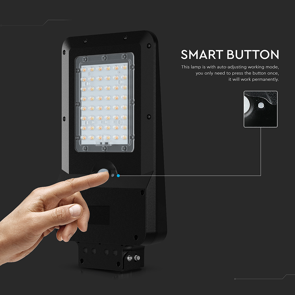 20W LED Solar Street Light 5400mAh CCT3IN1 Black Body img 5