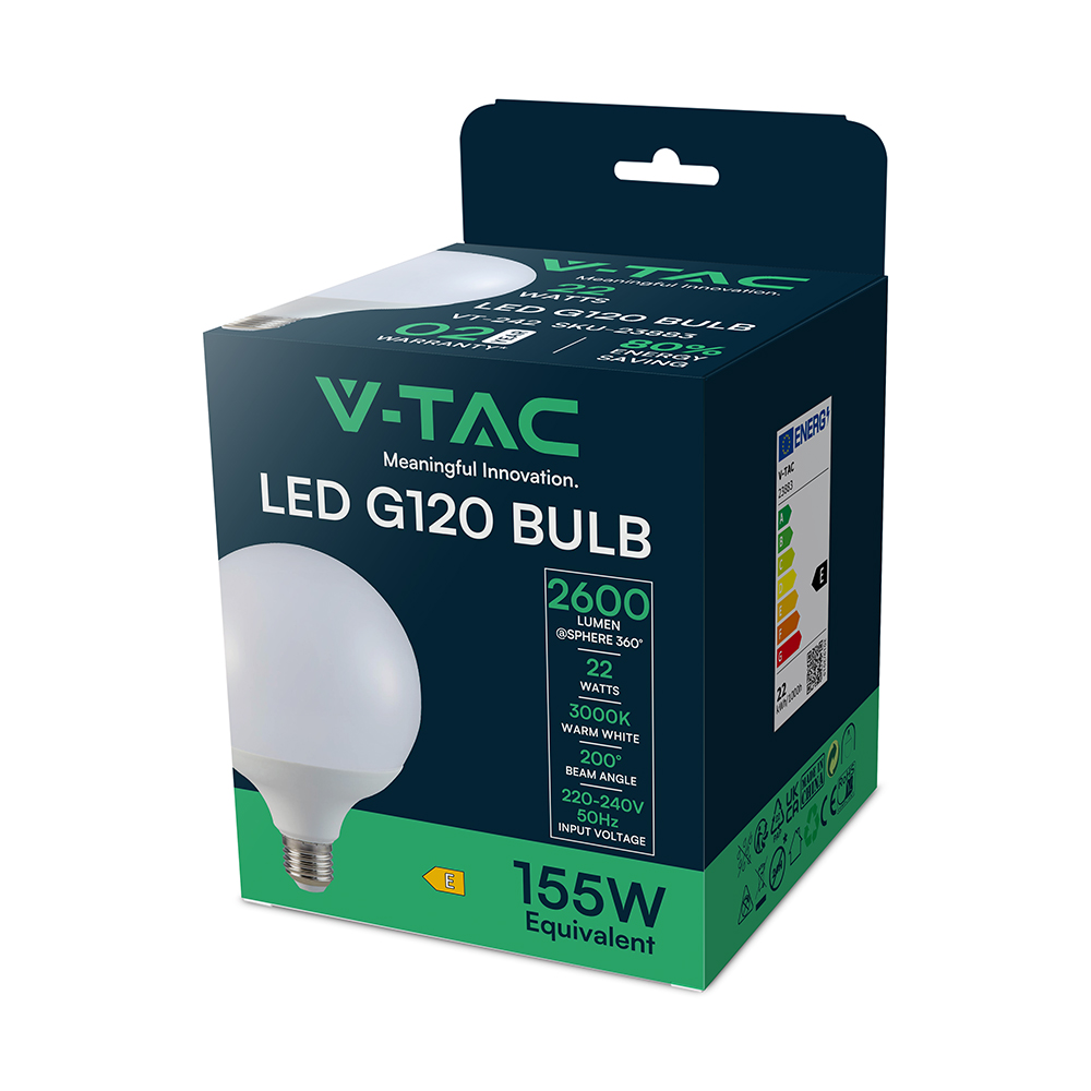 LED Bulb - 22W AG120 ?27 Plastic 3000K