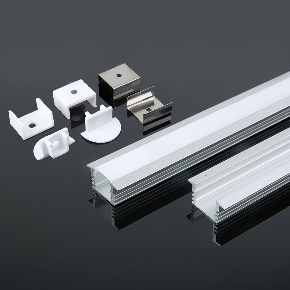 Kit di montaggio per strisce LED in alluminio con diffusore Opaco 2000 x 24,5 x 12,2 mm