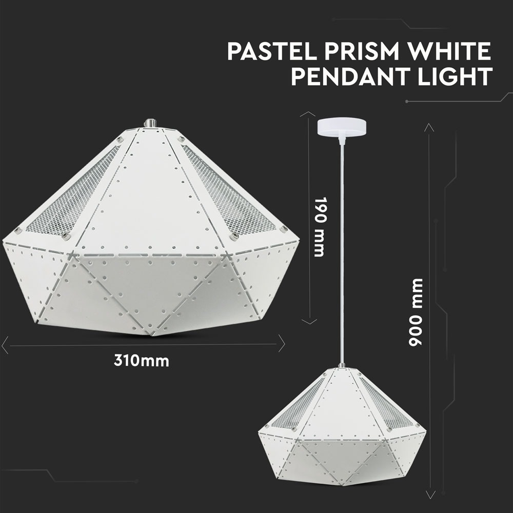 Pendente Light Pastel Prism Bianco 310 x 180 mm