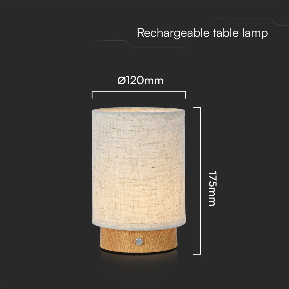 3W LED Fabric Table Lamp 3000K Beige Body