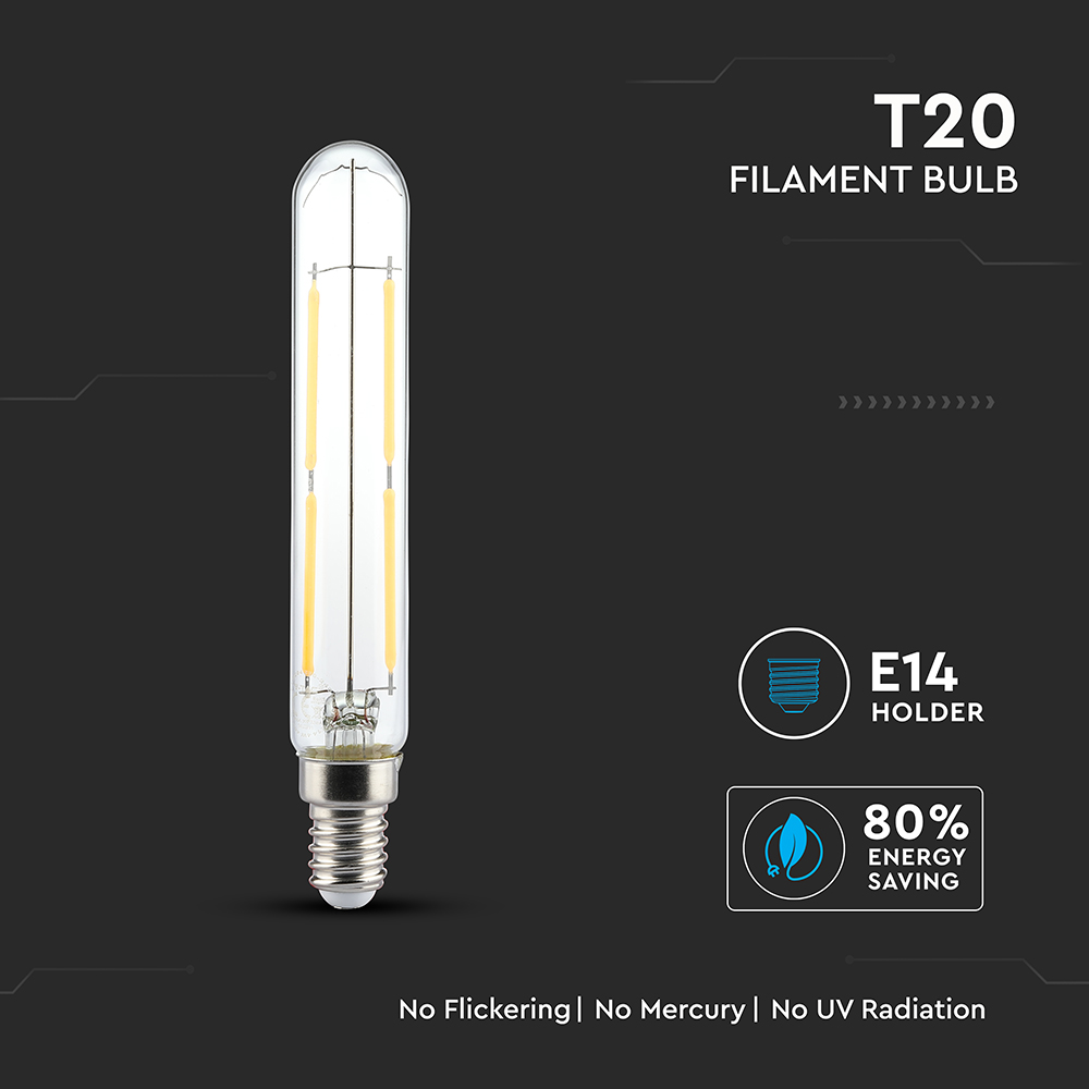 LED Bulb - 4W E14 T20 Filament Clear Glass 6500K