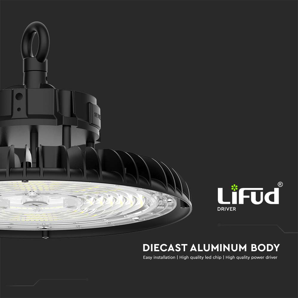 Campana LED SMD Industriale 200W 160LM/W UFO Colore Nero 120° 3in1 IP65 img 2