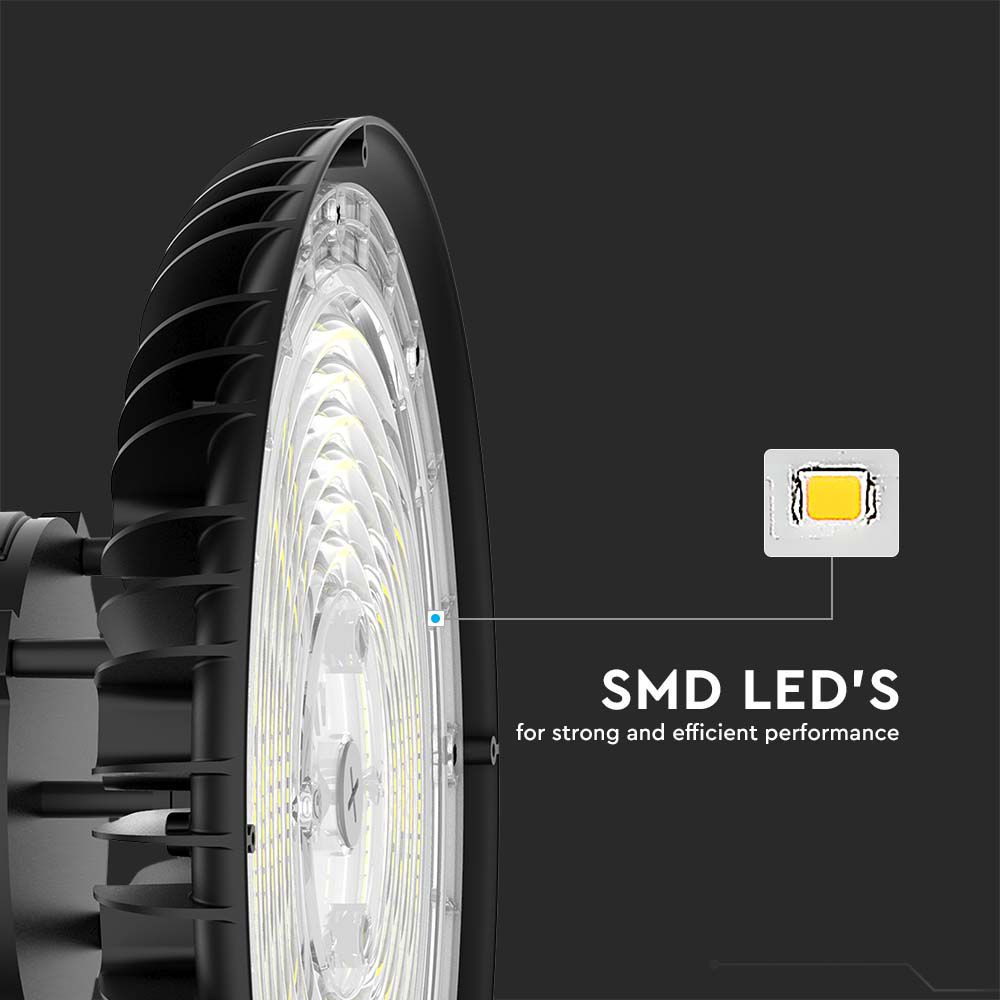Campana LED SMD Industriale 200W 160LM/W UFO Colore Nero 120° 3in1 IP65 img 1