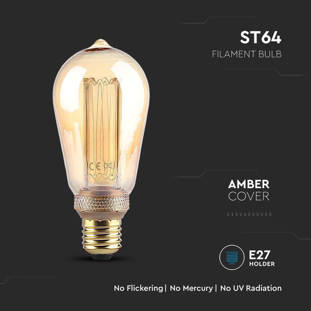 LED - 4W Filament E27 ST64 Amber Art 2200K