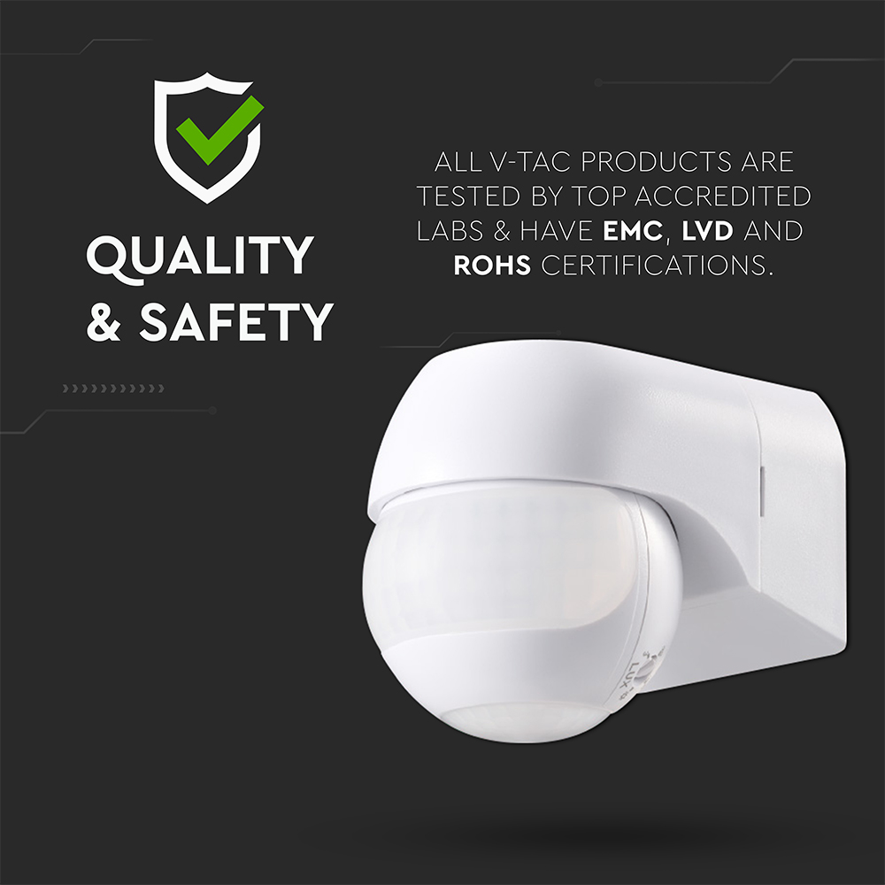 PIR WALL Sensor 180º/360º White Body IP44 MAX 600W img 3