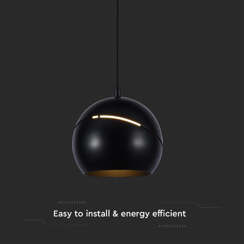  Lampadario LED a Sospensione 8.5W a Forma di Campana Colore Nero d: 18cm