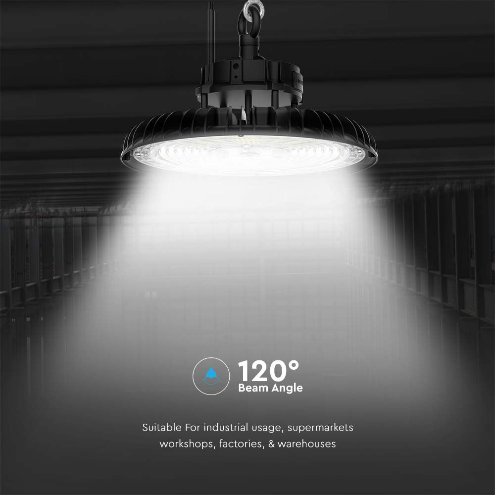 Campana LED SMD Industriale 200W 160LM/W UFO Colore Nero 120° 3in1 IP65 img 3