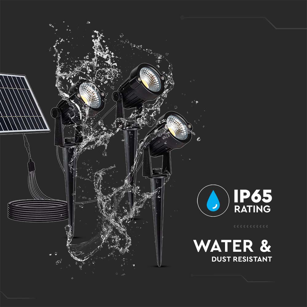 Faretti LED da Giardino 3*1.2W con Picchetto e Pannello Solare Colore Nero img 2