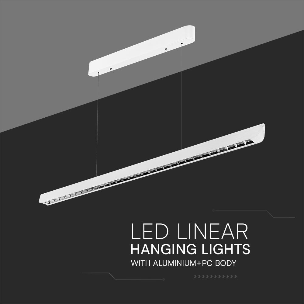 36W LED Linear Hanging Suspension Light Lens Type-CCT:3IN1 - White img 2