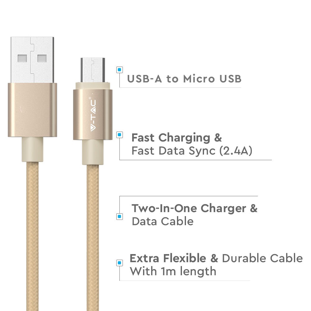 1m. Micro USB Cavo colore oro Platinum Series img 1