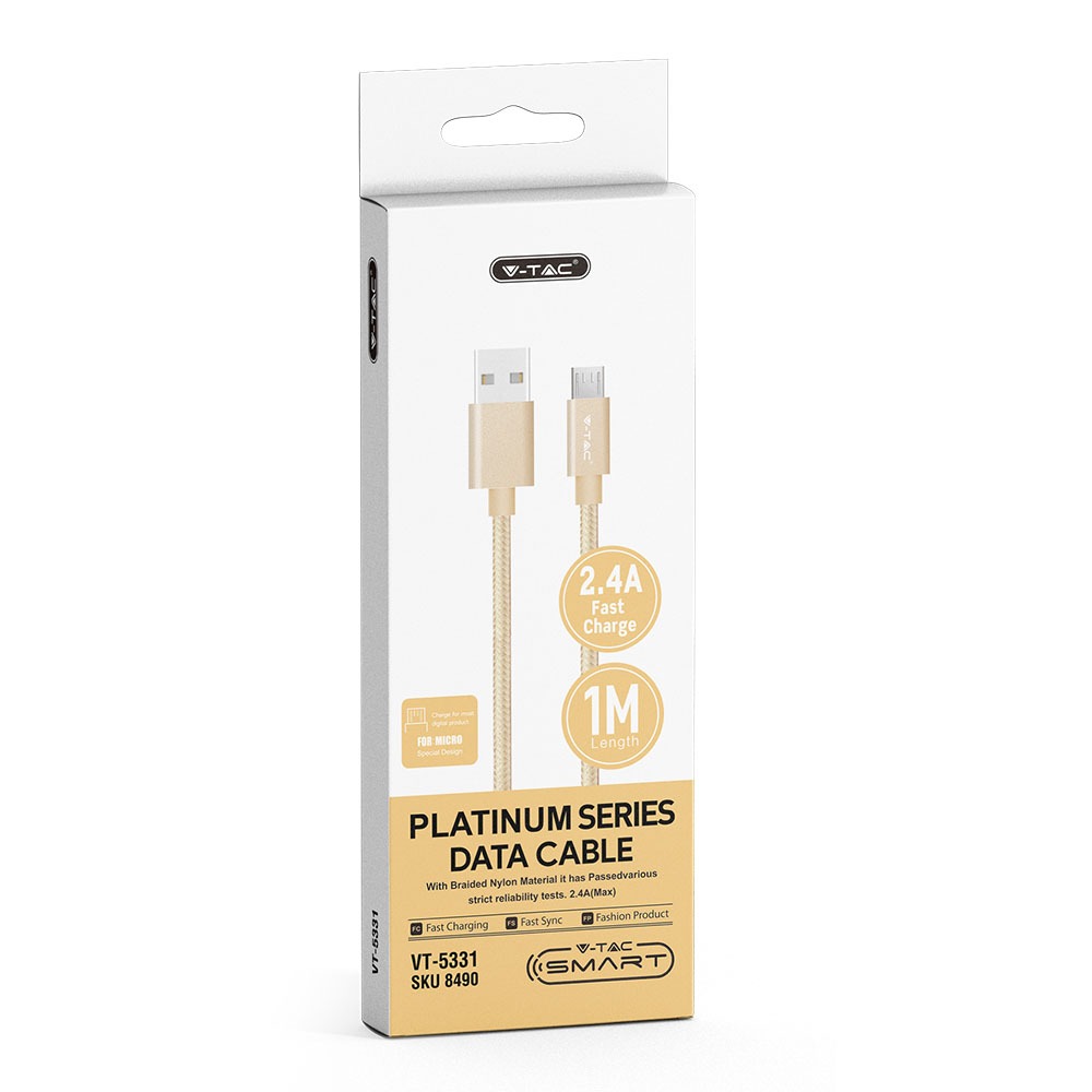 1m. Micro USB Cavo colore oro Platinum Series