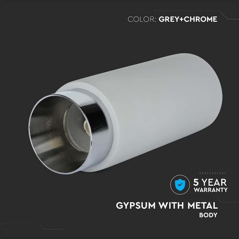 GU10 Fitting Gesso Metal Grey Concrete Chrome Bottom