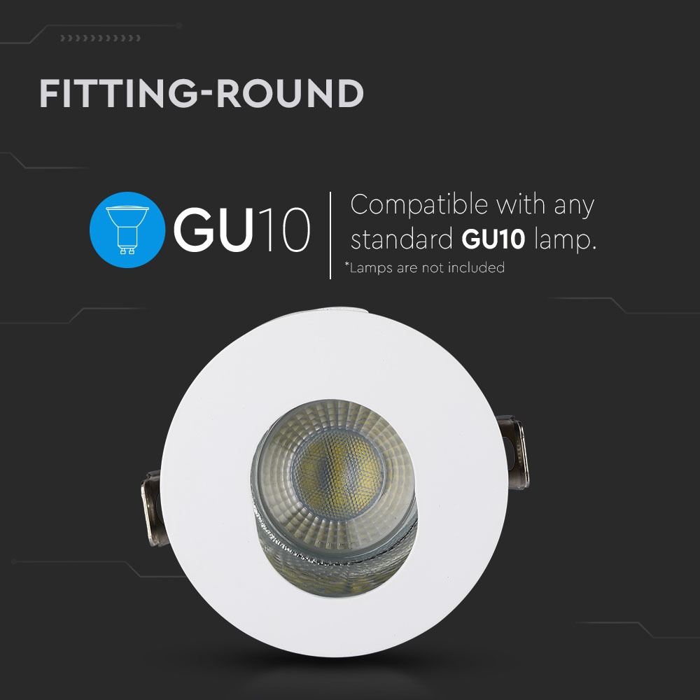GU10 Fitting White+Chorme Round