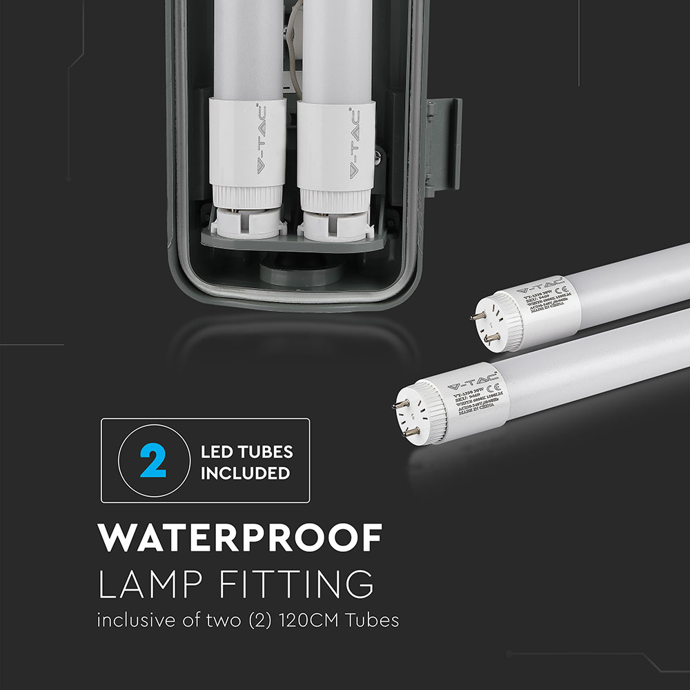 LED Waterproof Lamp Fitting 2 x 22W Tubes Bianco Naturale