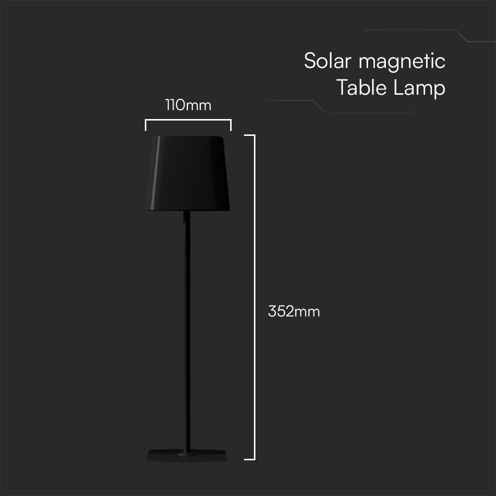 5W LED Magnetic Table Lamp With Battery 3600mAh CCT: 3IN1 Black Body Dimmable