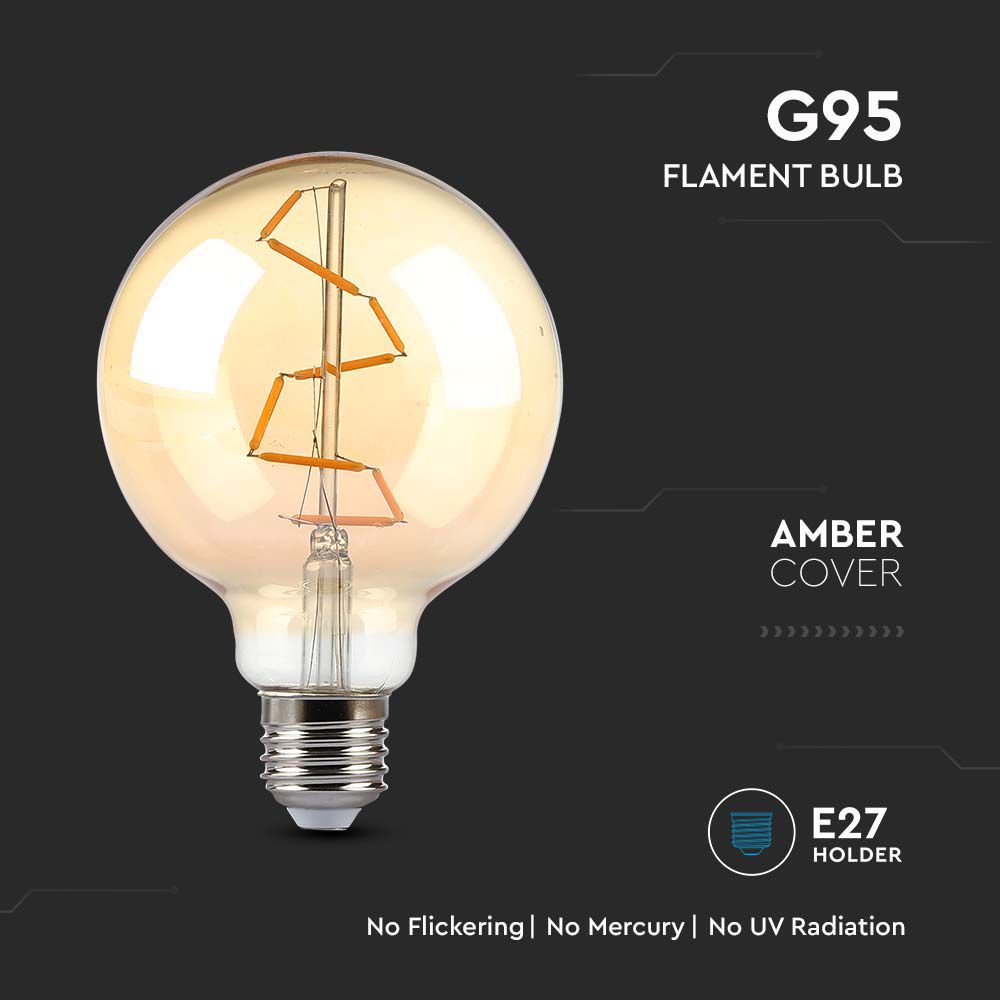 LED - 4W Filament E27 G95 Amber 2200K