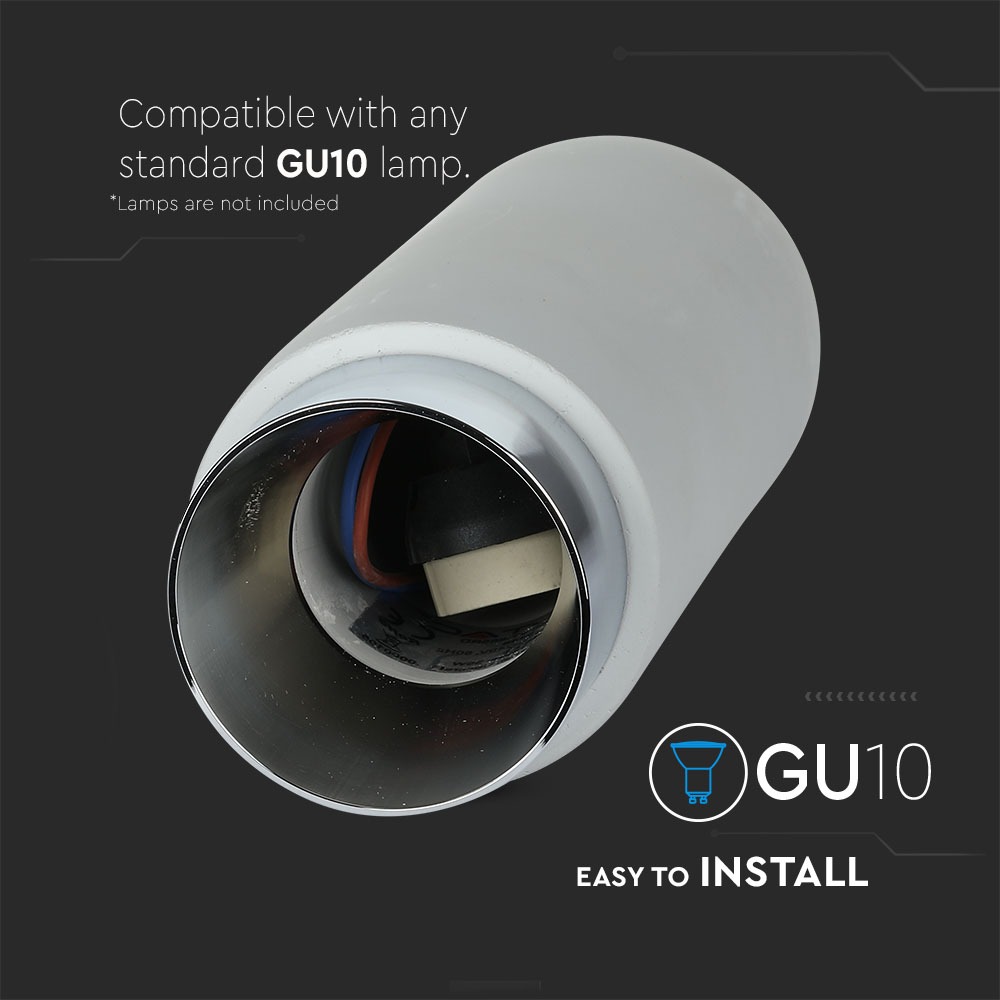GU10 Fitting Gesso Metal Grey Concrete Chrome Bottom img 1