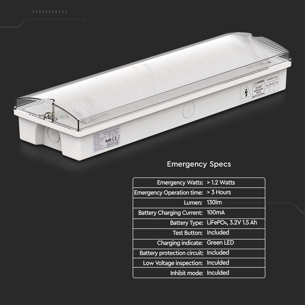 3W LED Emergency Light With Self Test Button 6400K img 4