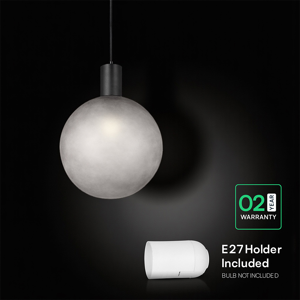 E27 Decorative Hanging Lamp (D100*H25mm) Matt Black+Smokey Grey img 2