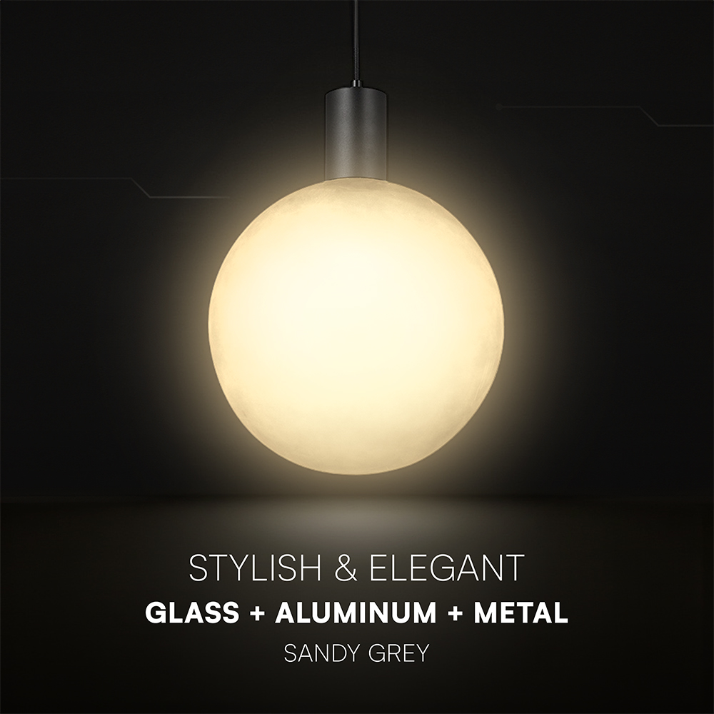 E27 Decorative Hanging Lamp (D100*H25mm) Matt Black+Smokey Grey img 1