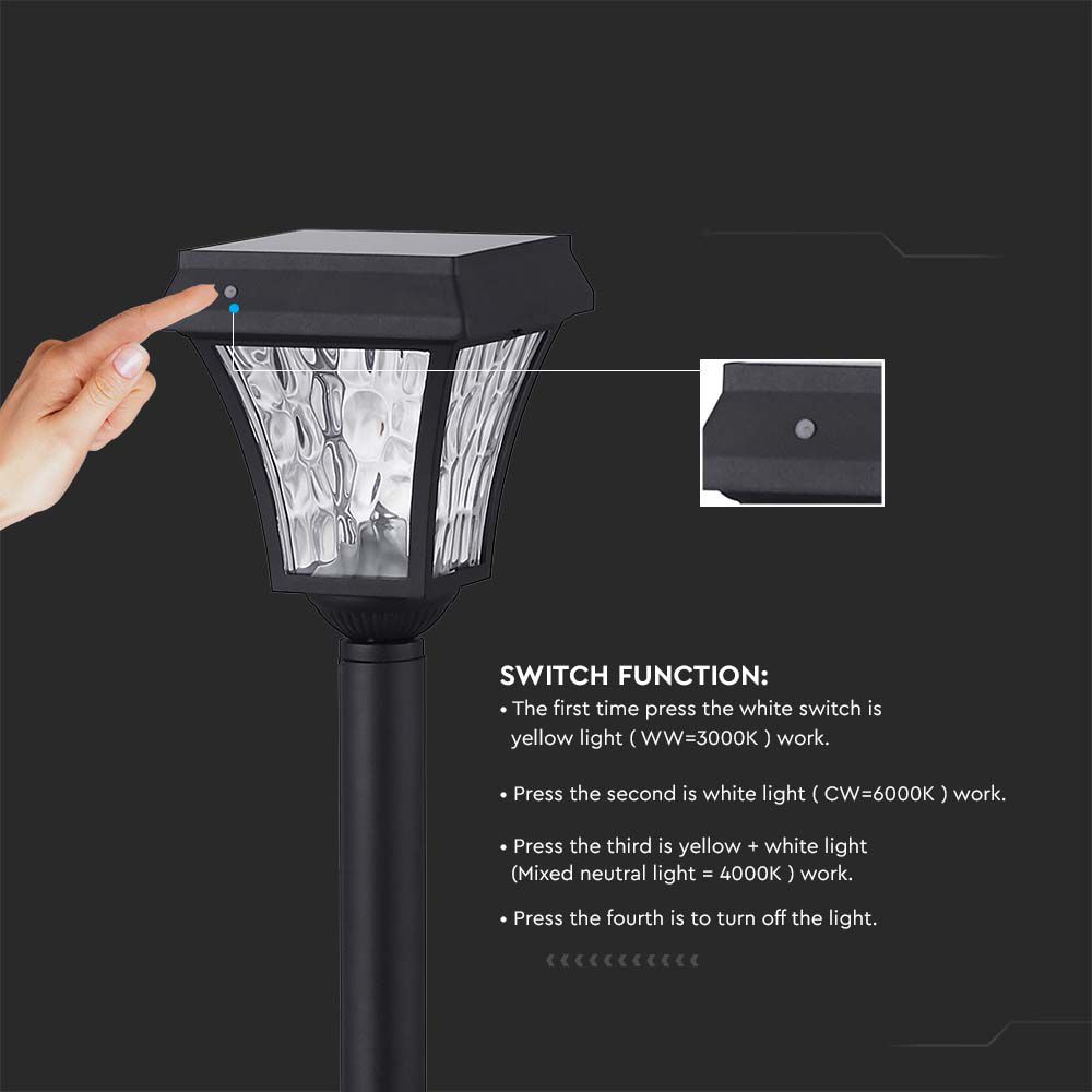 2W  Solar Stand Lamp Black Body 3in1 IP44 img 2