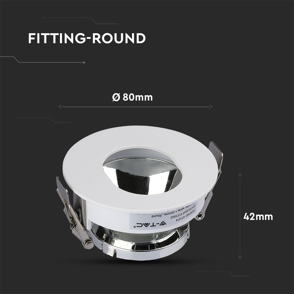 GU10 Fitting White+Chorme Round