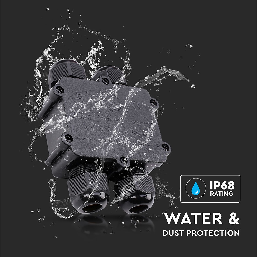 Impermeabile Nera 4 Pin Scatola di Derivazione con Terminali 8-12mm IP68