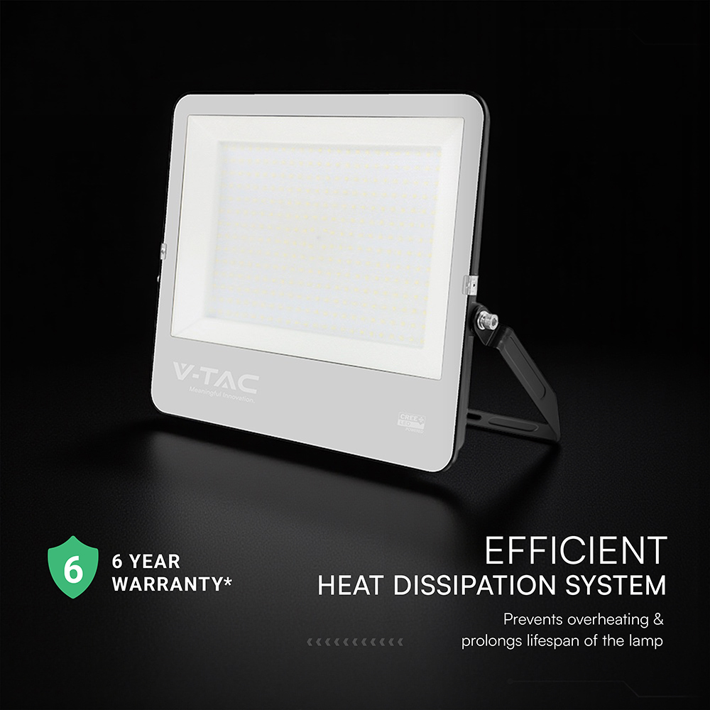 300W LED Floodlight CREE CHIP Black Body Grey Glass 6500K 135LM/W img 1