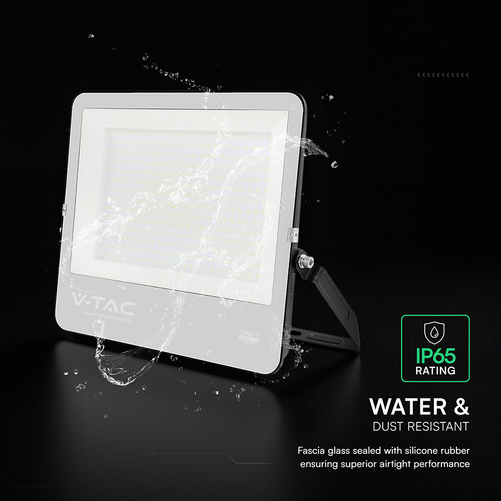 300W LED Floodlight CREE CHIP Black Body Grey Glass 6500K 135LM/W img 3