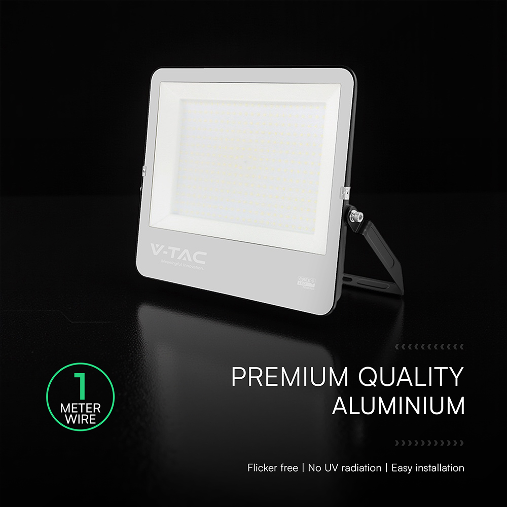 300W LED Floodlight CREE CHIP Black Body Grey Glass 6500K 135LM/W img 4