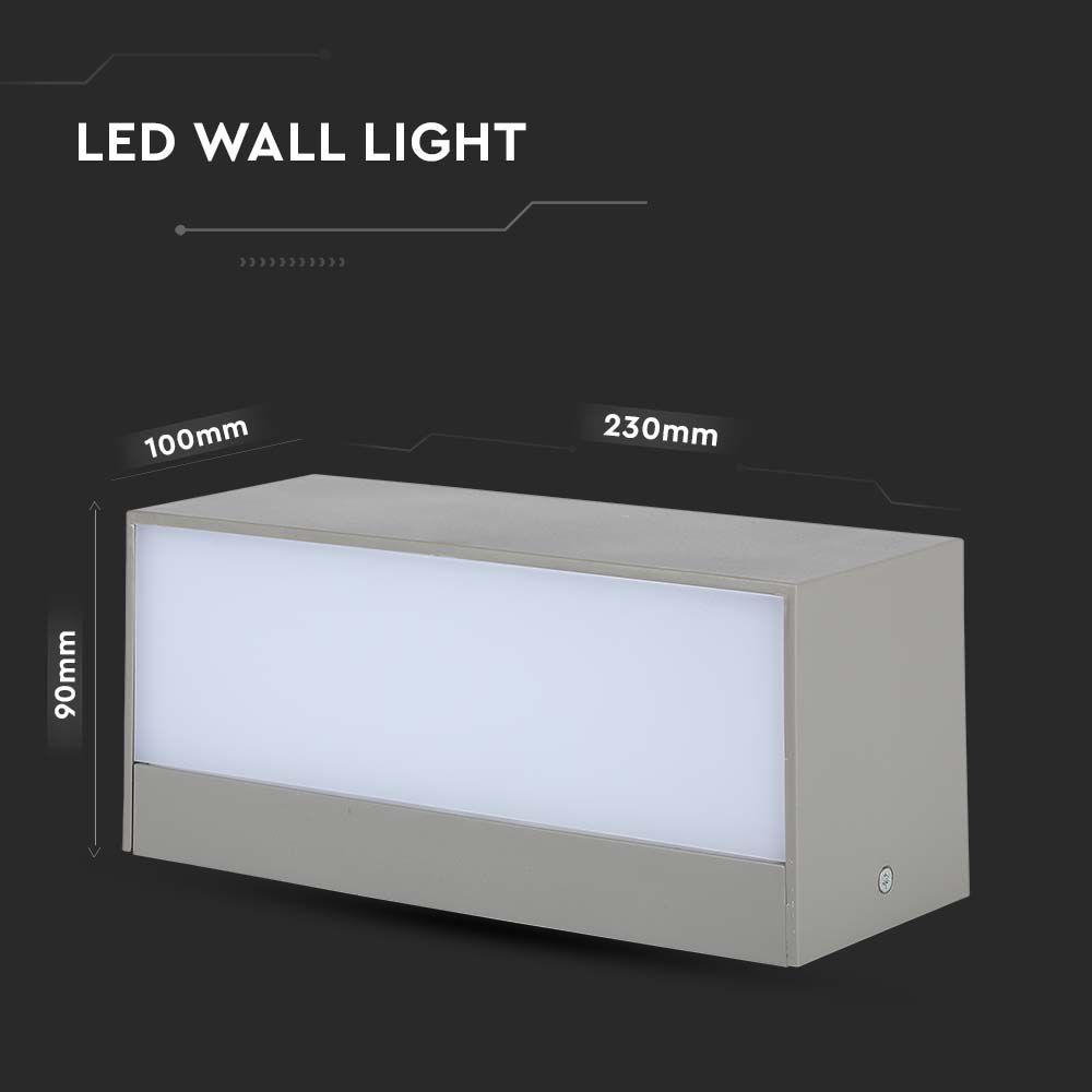 12W LED Up/Down Outdoor Soft LightLarge 4200K Grey Body IP65