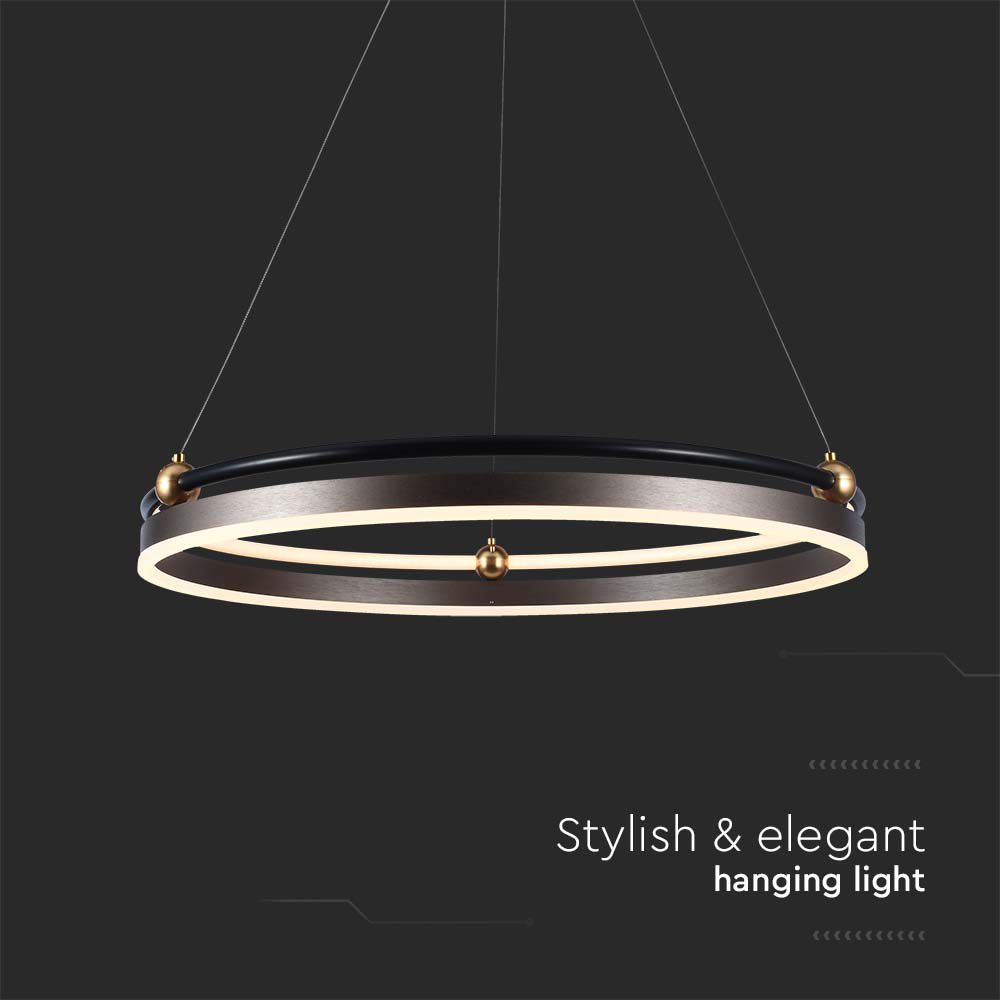 30W LED Designer Hanging Lamp Single Ring 3000K Coffee Body img 1