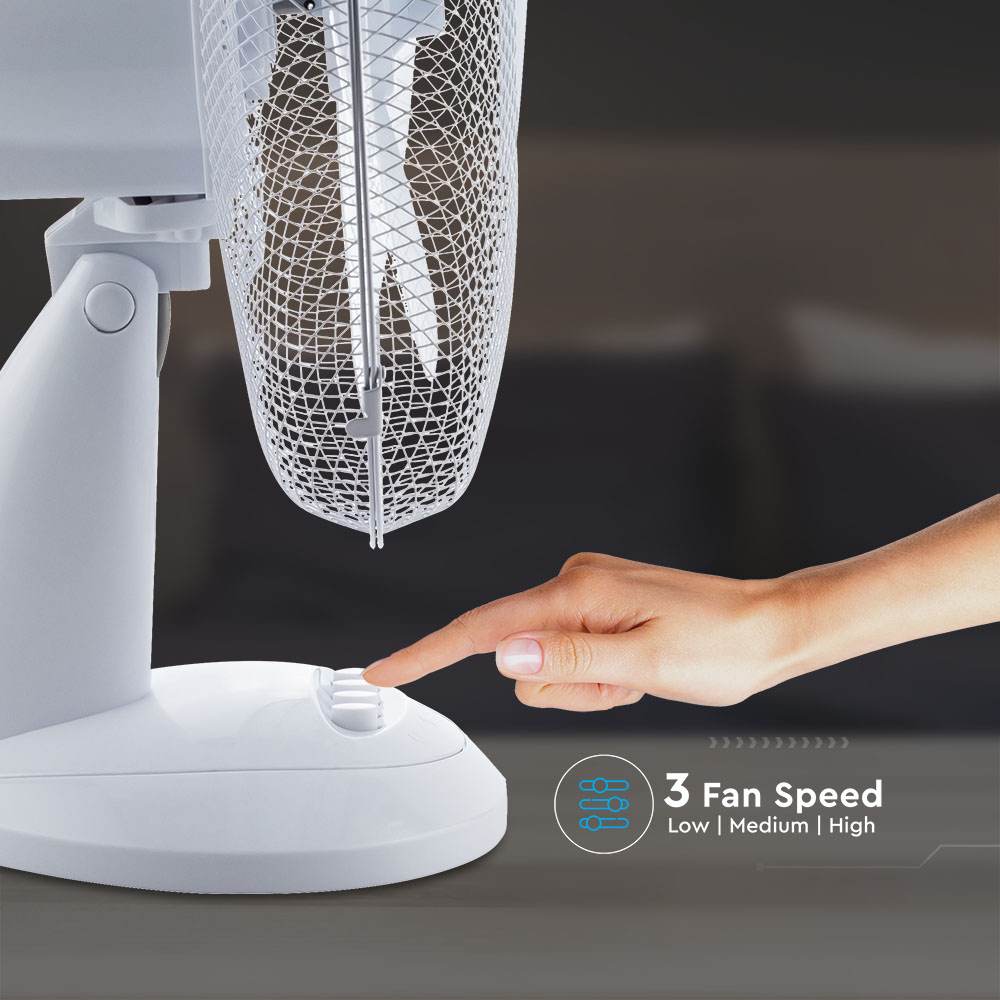 Ventilatore da scrivania 40W Kock Down Base 4 pulsanti 3 pale 12 pollici img 1