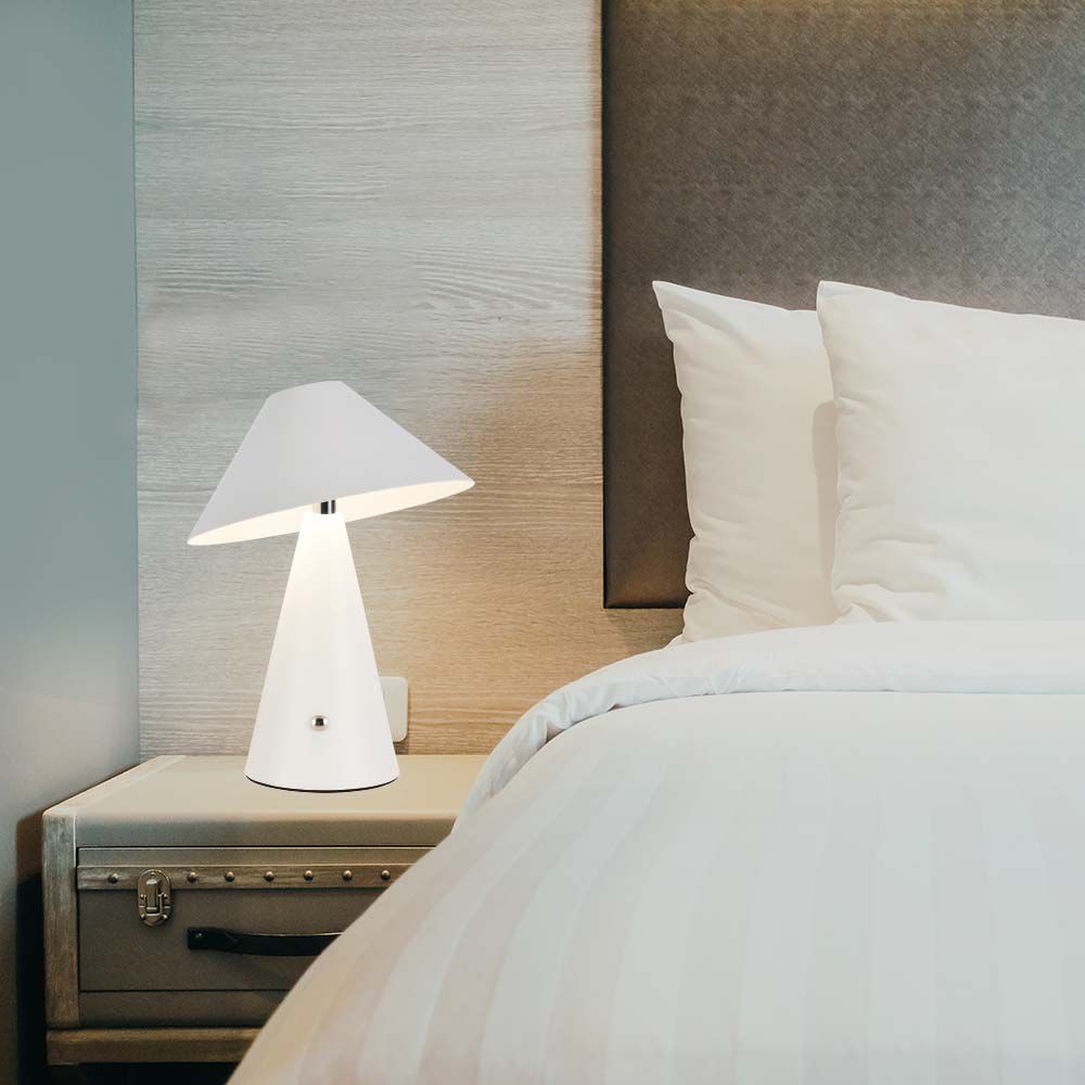 Lampada LED da Tavolo Colore Bianco in Metallo Ricaricabile con USB C Touch Dimmerabile 3in1 img 1