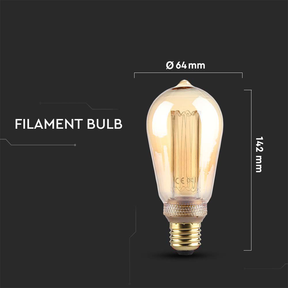 LED - 4W Filament E27 ST64 Amber Art 2200K