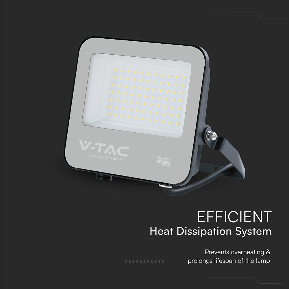 50W LED Floodlight CREE CHIP Black Body Grey Glass 4000K 135LM/W img 1