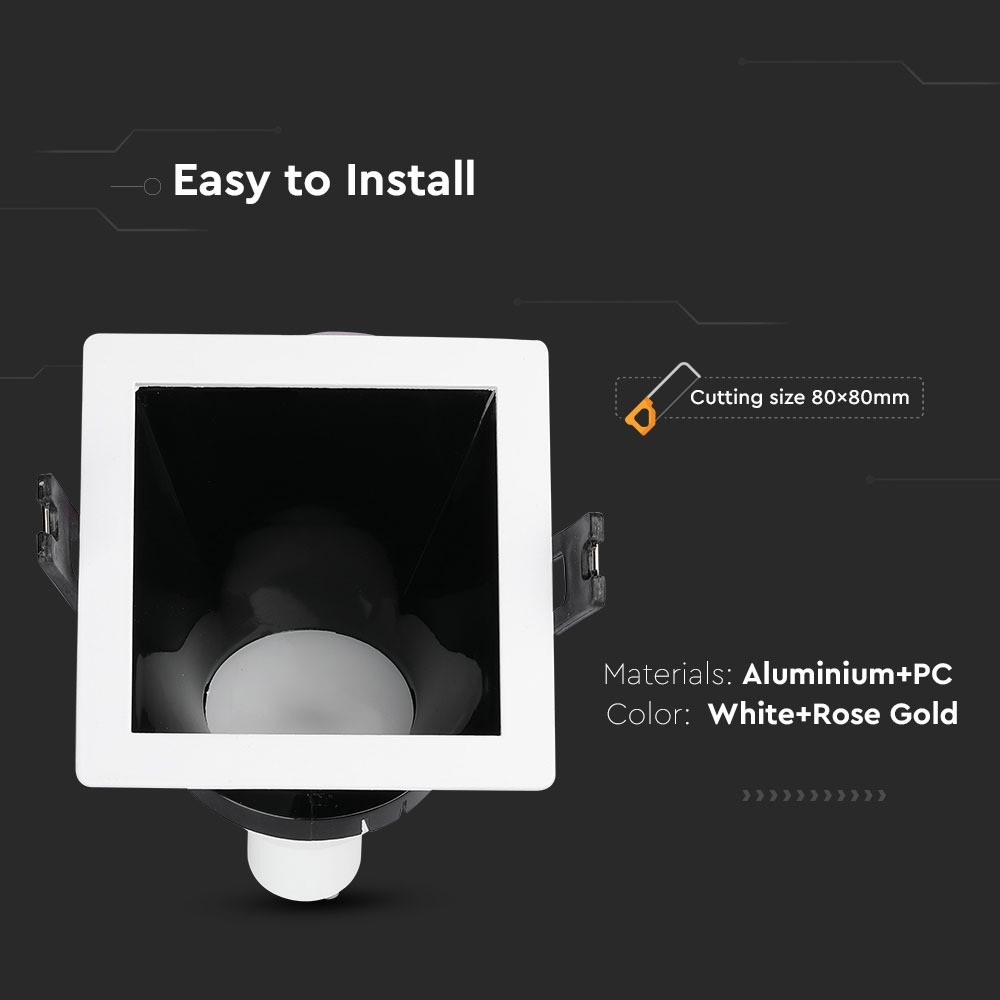 GU10 Fitting White+Black Square img 1