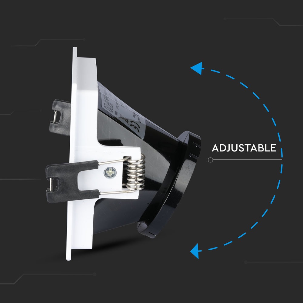 GU10 Fitting White+Black Square img 2