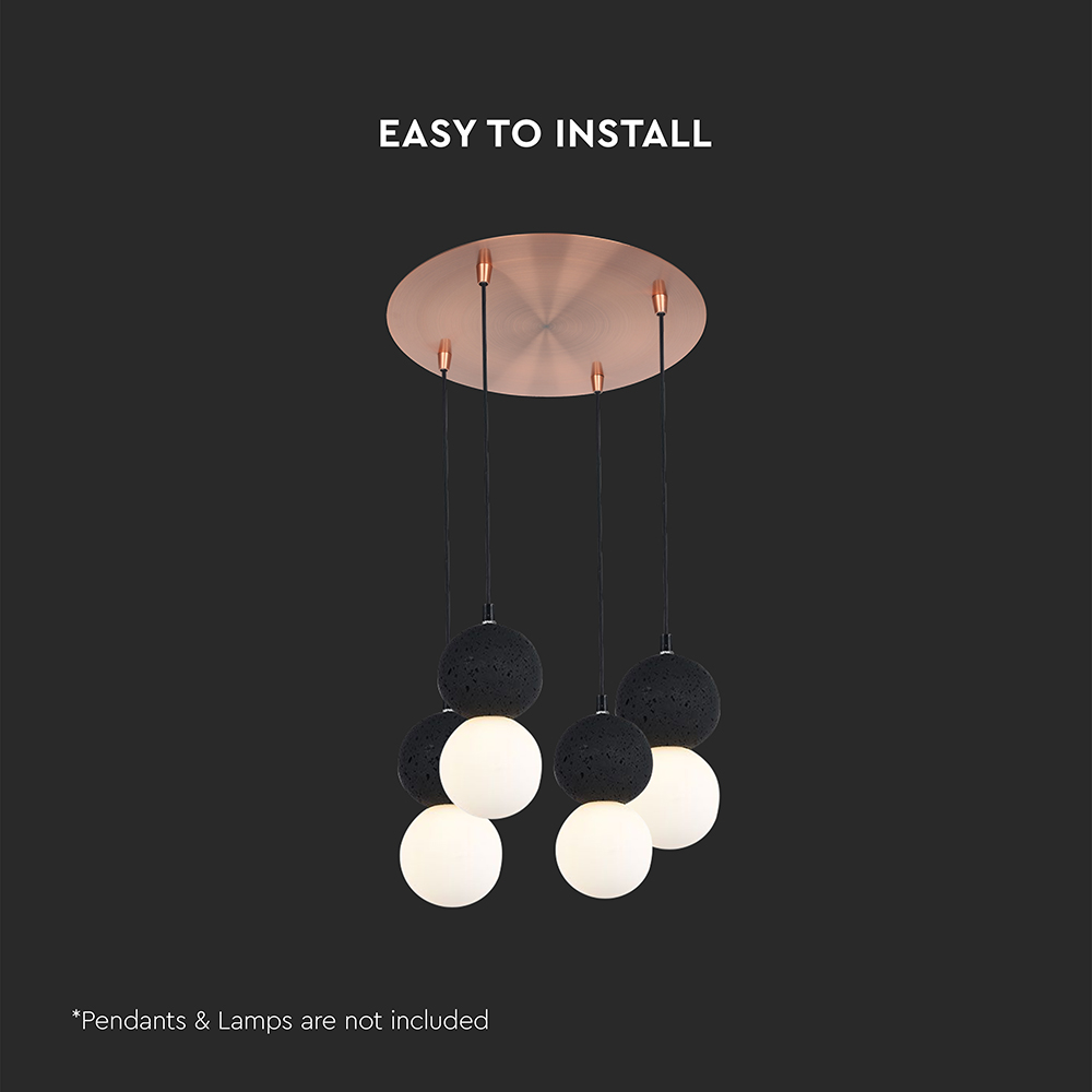 Rosone per Lampadario in Acciaio d:300*h:25mm con 4 Fori Colore Rame img 1