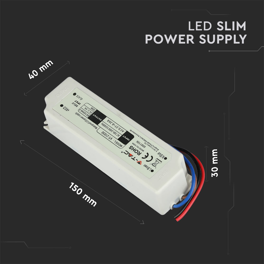 LED Plastica SLIM Alimentatore 30W 12V IP67