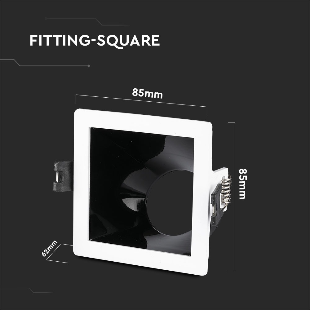 GU10 Fitting White+Black Square