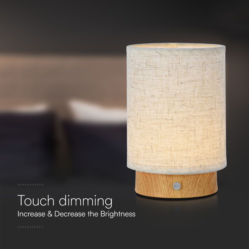 3W LED Fabric Table Lamp 3000K Beige Body img 1
