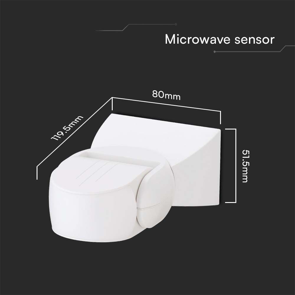 300W Microwave Motion Sensor 180'D - White Body IP65