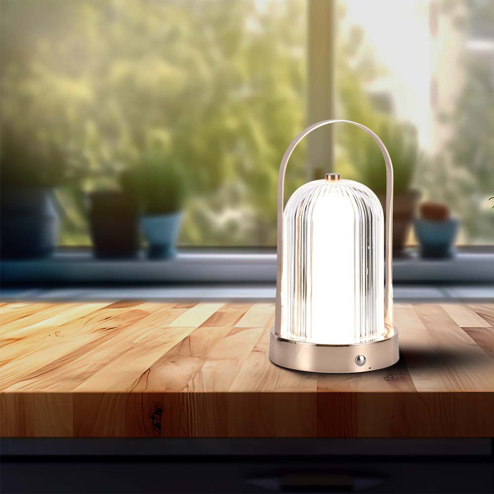 Lampada LED da Tavolo 1W 120x190 Colore Bronzo antico Ricaricabile con USB C Touch Dimmerabile 3in1