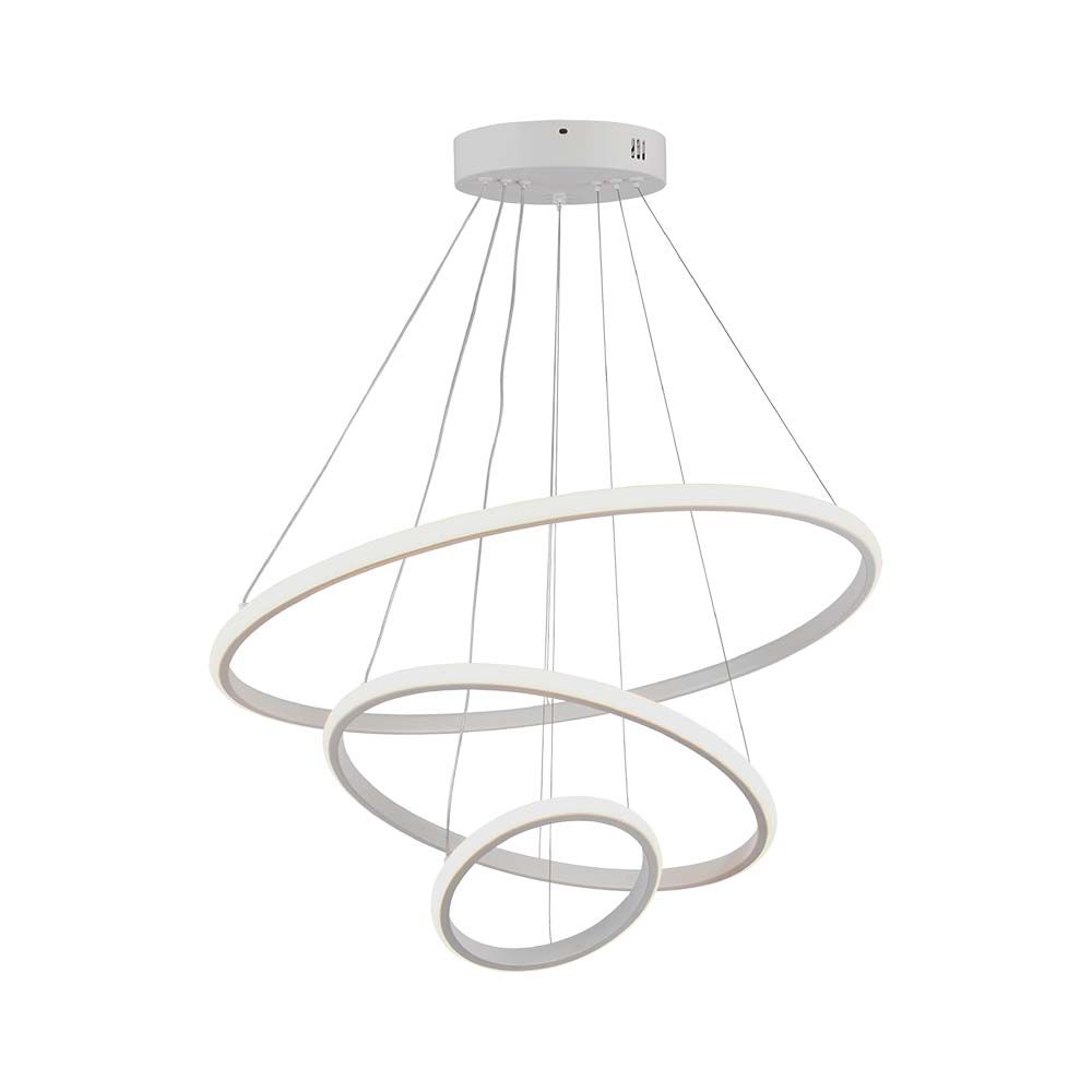 Lampadario LED a Sospensione con 3 Cerchi 32W in Metallo Colore Bianco 60x40x20cm 3000K